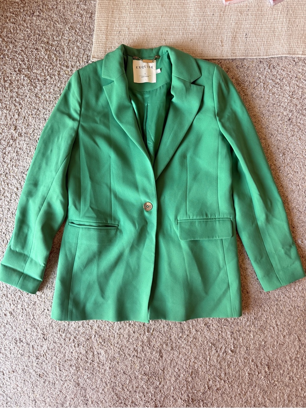 Exquise Green Single-Button Blazer
